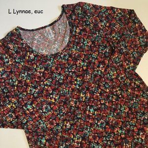L Lularoe Lynnae top, floral with black lines